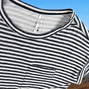 3rd Malt Top Women L Striped Sailor Resort Knit Pocket Beach Button Back Sailing